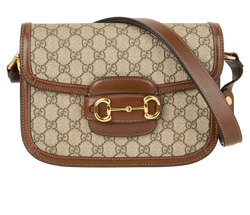 Medium Horsebit 1955 Shoulder Bag, Canvas, Brown, 493075, DB, 2*